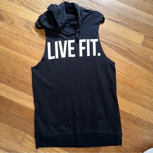 XS Live Fit Muscle hooded hoodie tank top shirt workout EUC women’s Crossfit